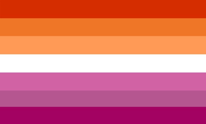 lesbian pride flag, orange to pink